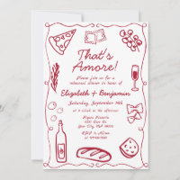 Hand Drawn Wine Red Retro Italian Rehearsal Dinner