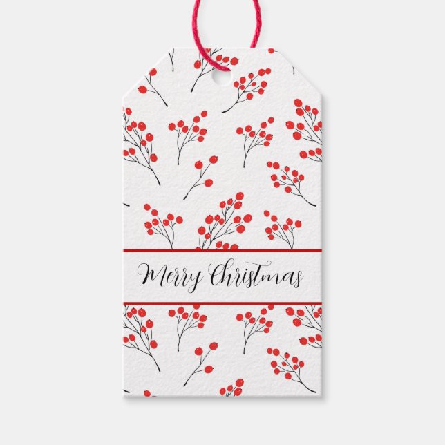 Hand Drawn Winter Berries Gift Tags (Front)