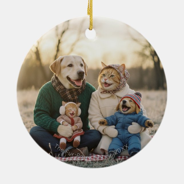 Hand Drawn Winter Berries Wreath Photo Ceramic Tree Decoration (Back)