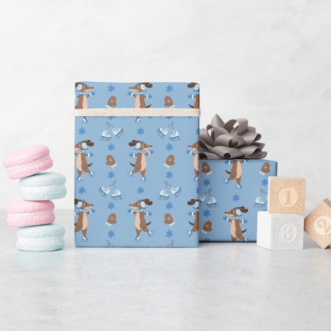 Hand Drawn Winter Dog -  Wrapping Paper Roll       (Baby Shower)