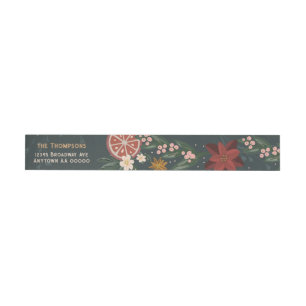 Hand-drawn Winter Florals Wraparound Address Label
