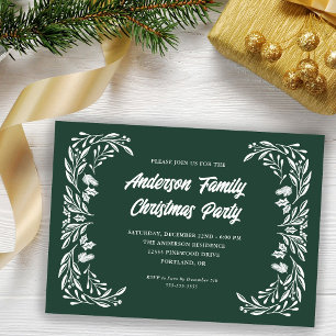 Hand Drawn Winter Greenery Family Christmas Party Invitation
