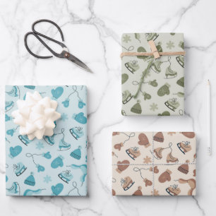 Hand Drawn Winter Pattern Wrapping Paper Set2