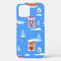 Hand drawn winter seamless pattern with cute Scand
