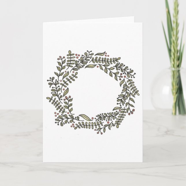 Hand Drawn Winter Wreath Card (Front)