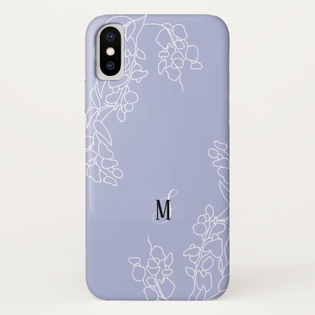 Hand Drawn Wisteria Floral Monogram Case-Mate iPhone Case (Back)