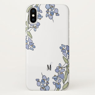 Hand Drawn Wisteria Floral Monogram iPhone X Case