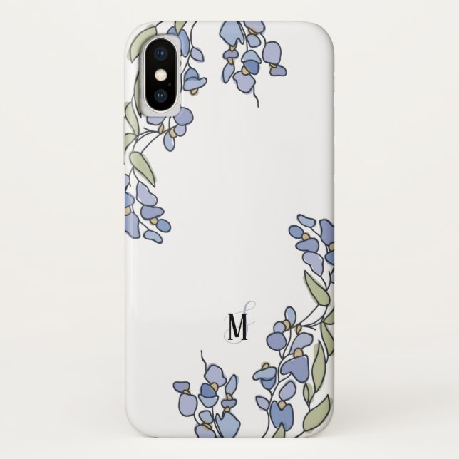 Hand Drawn Wisteria Floral Monogram Case-Mate iPhone Case (Back)