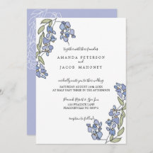 Hand Drawn Wisteria Floral Wedding Invitations