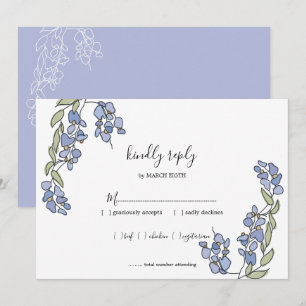 Hand Drawn Wisteria Floral Wedding RSVP Cards