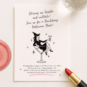 Hand-Drawn Witch Halloween Party Invitation 
