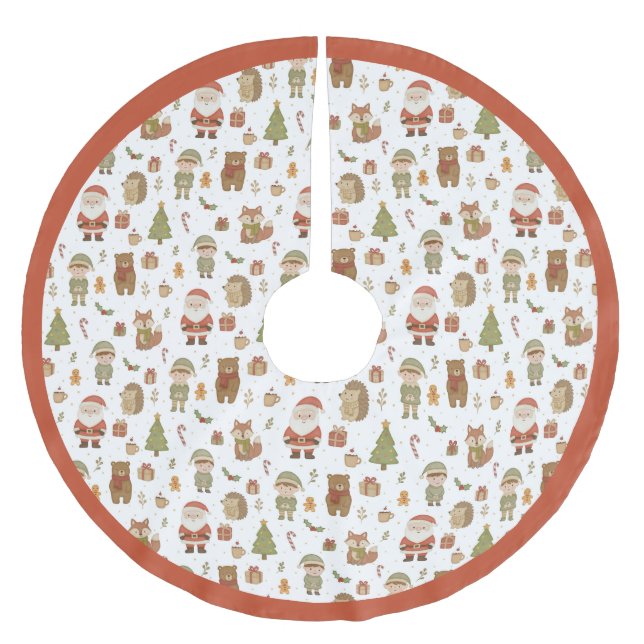 Hand Drawn Woodland Animals Christmas - Tree Skirt (Front)