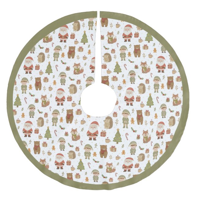Hand Drawn Woodland Animals Christmas - Tree Skirt (Front)