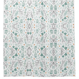 Hand Drawn Woodlands Mushroom Shower Curtain