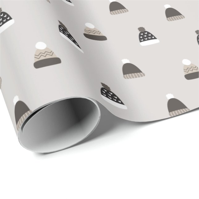 Hand Drawn Wool Hat Pattern Wrapping Paper (Roll Corner)