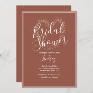 Hand  Drawn Wreath Heart Boho  Bridal Shower  Invitation