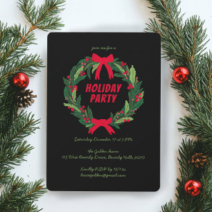 Hand Drawn Wreath Holiday Christmas Party CUSTOM  Invitation