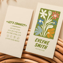 Hand Drawn Written Green Bold Retro Boho Floral