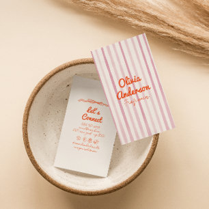 Hand Drawn Written Pink Orange Whimsy Boho Unique Business Card