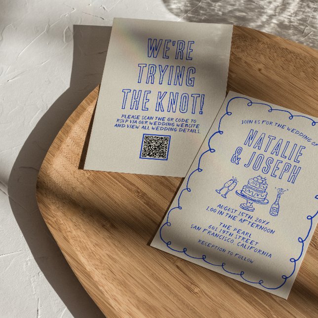 Hand Drawn Written Scribble Quirky QR Code Wedding Invitation (Creator Uploaded)