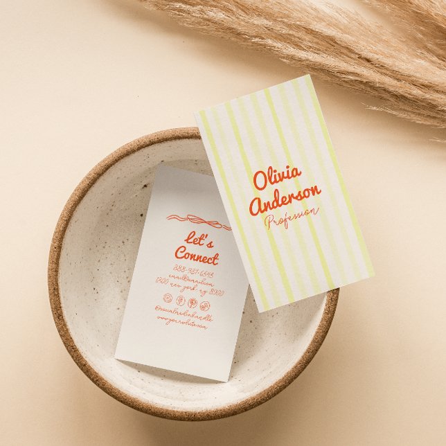 Hand Drawn Written Yellow Orange Bold  Boho Unique Business Card (Creator Uploaded)