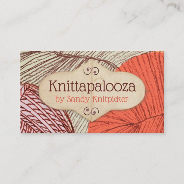 Hand drawn yarn knitting crochet business card (Front)