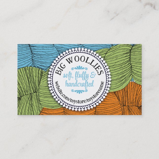 hand drawn yarn knitting crochet business cards (Front)