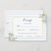 Hand Drawn Yellow Blue Stripe Wedding Meal Choice