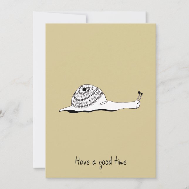 Hand Drawn Yellow Greeting Card With a Snail (Front)
