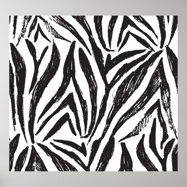 Hand Drawn Zebra: Vintage Print. Poster (Front)