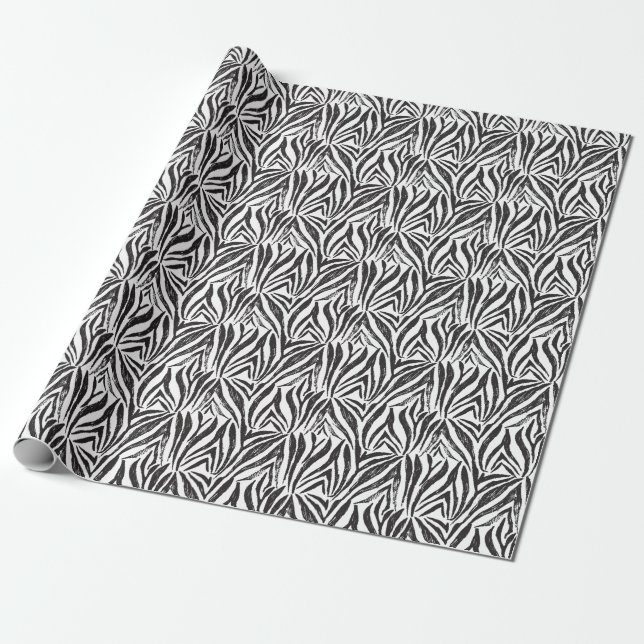 Hand Drawn Zebra: Vintage Print. Wrapping Paper (Unrolled)