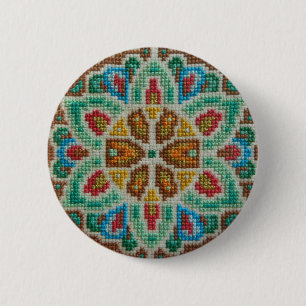 Hand embroidered button