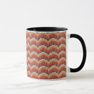 Hand embroidery mug - vermilion/bargello