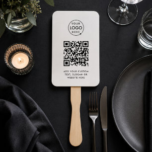 Hand Fan Custom QR Code Logo Modern Event Paddle