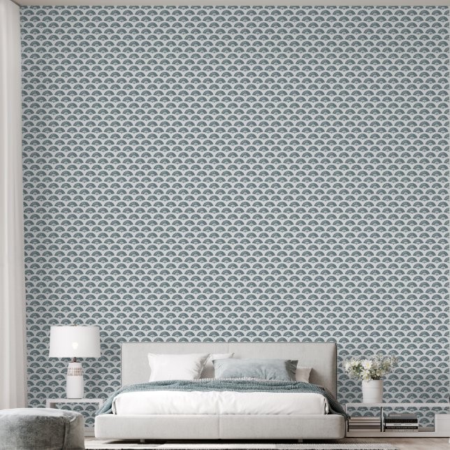 Hand Fand Cloudy Sky Pattern  Wallpaper (Bedroom)