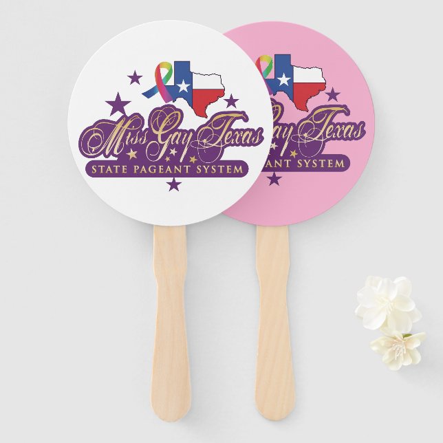 Hand Fans featuring Miss Gay Texas State Logo (Front and Back)