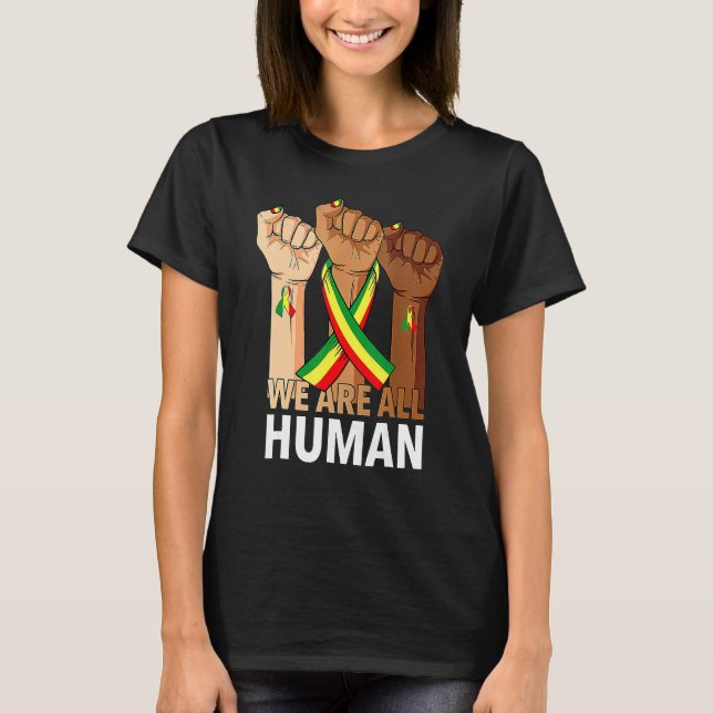 Hand Fist We Are All Human African Pride Black His T-Shirt (Front)