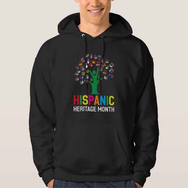 Hand Flag Tree Root Latino National Hispanic Herit Hoodie (Front)