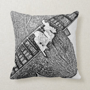 Hand fretting guitar bw sketch cushion