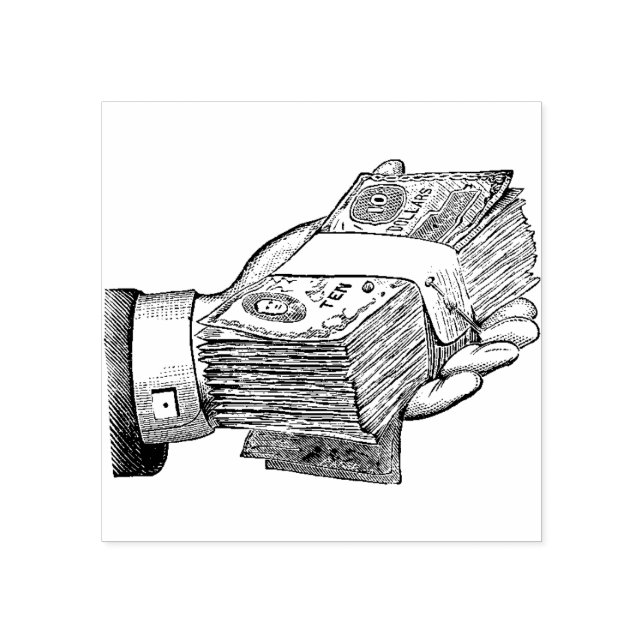 Hand full of cash rubber stamp (Imprint)