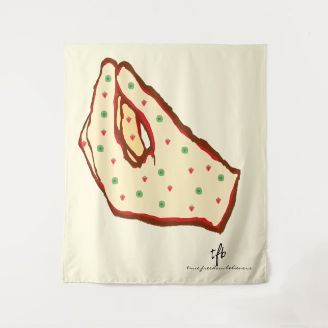 Hand Gesture Strawberry-Kiwi Pizza Tapestry (Front)