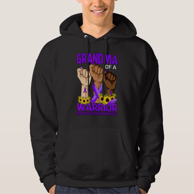 Hand Grandma Of A Warrior Migraine Headache Awaren Hoodie (Front)