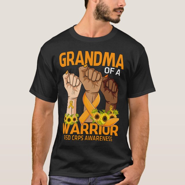 Hand Grandma Of A Warrior RSD CRPS Awareness Sunfl T-Shirt (Front)