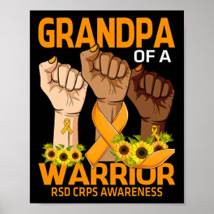 Hand Grandpa Of A Warrior RSD CRPS Awareness Sunfl Poster