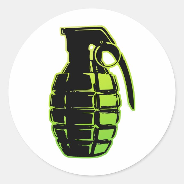 Hand Grenade - green Classic Round Sticker (Front)