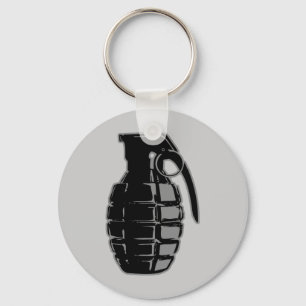 Hand Grenade - grey Key Ring