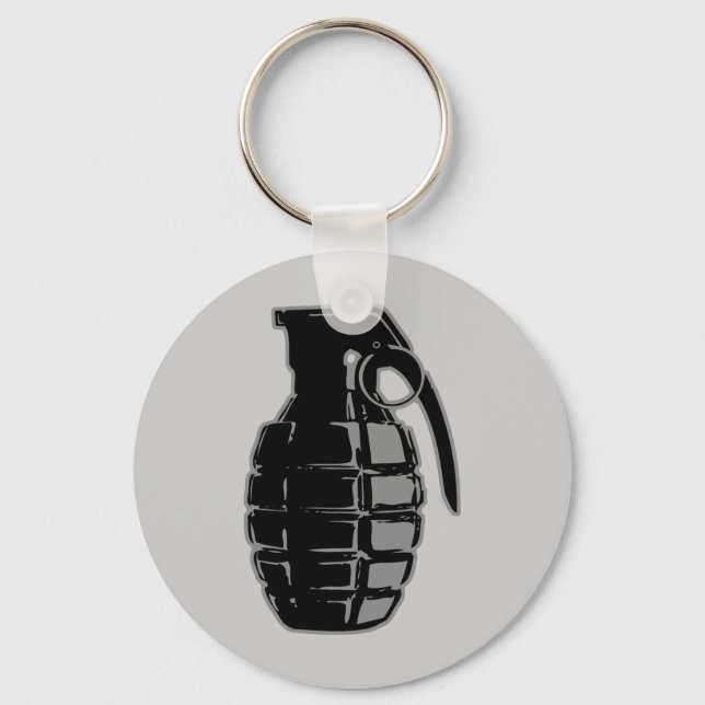 Hand Grenade - grey Key Ring (Front)