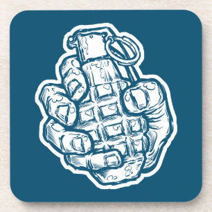 Hand Grenade In Comics Style Coaster