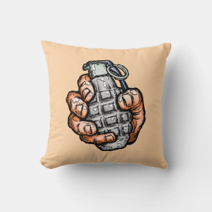 Hand Grenade In Comics Style Cushion