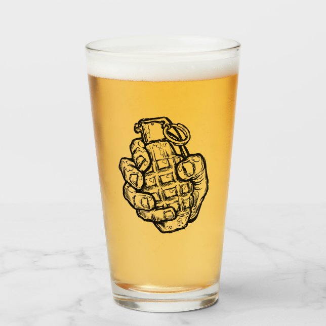 Hand Grenade In Comics Style Glass (Front Filled)
